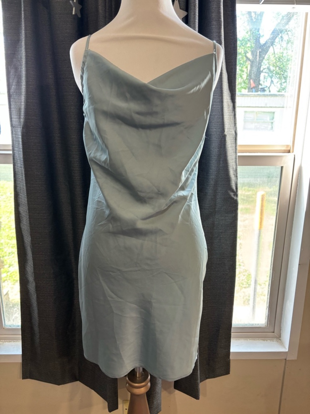 Forever 21 Satin Cowl Slip Dress in Pale Blue
